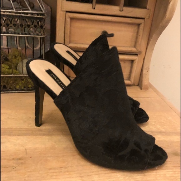 Ava & Aiden Cora Heels Mules Velvet Damask 7 - Picture 1 of 9